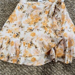 AE Floral Wrap Skirt in Cream and Orange